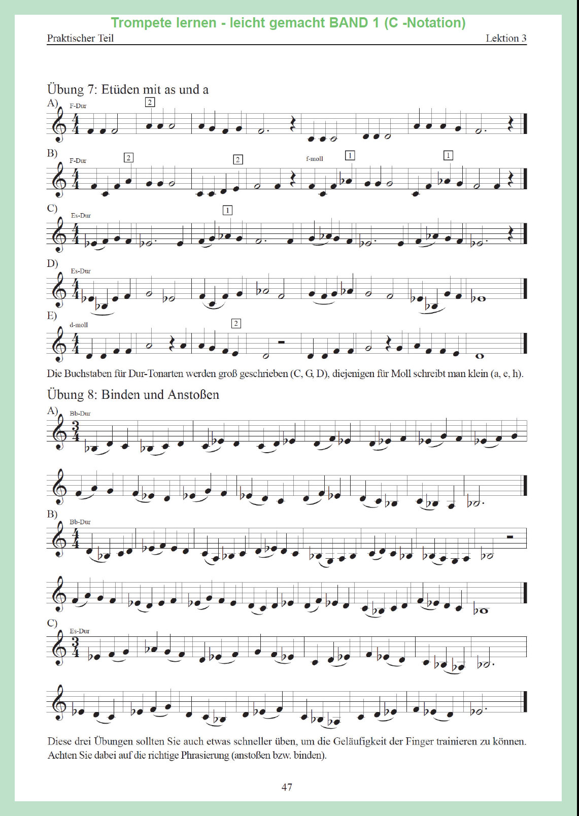 Trompete lernen - leicht gemacht BAND1 für Posaunenchor (C-Notation Violinschlüssel)