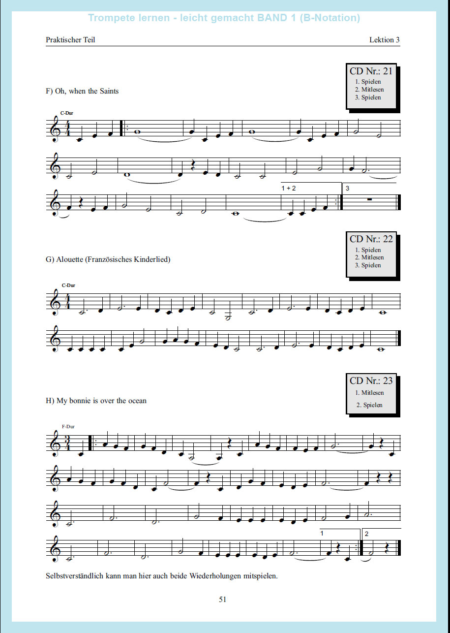 Trompete lernen - leicht gemacht Band1 (B-Notation)